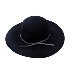 Anthropologie San Diego Hat Co. Wool Floppy Hat Black Adjustable 3.75” Brim NEW
